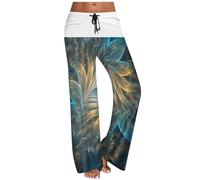 FUPODD Jogginghose Damen Warm High Waist Hose Damen mit Kordelzug Stretch Yogahose Damen Weites Bein Sport Sporthose Freizeithose Lang Große Größen Schnittmuster Pumphose