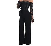 FUPODD Jumpsuit Damen Elegant Festlich Hosenanzug Lang Weites Bein Einteiler Für Hochzeit Jumpsuits Sommer Lange Beine Overall Festlicher Playsuit Frauen Hochzeitsgäste Eleganter Onesie Einfarbig