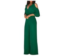 FUPODD Jumpsuit Damen Elegant Festlich Hosenanzug Lang Weites Bein Einteiler Für Hochzeit Jumpsuits Sommer Lange Beine Overall Festlicher Playsuit Frauen Hochzeitsgäste Eleganter Onesie Einfarbig