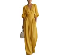 FUPODD Jumpsuit Damen Elegant Für Hochzeit Gast Hosenanzug Festlich Jumpsuits Sommer Lang Hochzeitsgäste Overall V Ausschnitt Wickel Playsuit Schick Tailliert Romper Frauen Leicht Einteiler Party