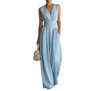 FUPODD Jumpsuit Damen Elegant Für Hochzeit Gast Hosenanzug Festlich Jumpsuits Sommer Lang Hochzeitsgäste Overall V Ausschnitt Wickel Playsuit Schick Tailliert Romper Frauen Leicht Einteiler Party