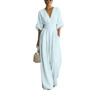 FUPODD Jumpsuit Damen Elegant Für Hochzeit Gast Hosenanzug Festlich Jumpsuits Sommer Lang Hochzeitsgäste Overall V Ausschnitt Wickel Playsuit Schick Tailliert Romper Frauen Leicht Einteiler Party