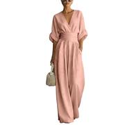 FUPODD Jumpsuit Damen Elegant Für Hochzeit Gast Hosenanzug Festlich Jumpsuits Sommer Lang Hochzeitsgäste Overall V Ausschnitt Wickel Playsuit Schick Tailliert Romper Frauen Leicht Einteiler Party