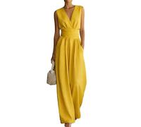 FUPODD Jumpsuit Damen Elegant Für Hochzeit Gast Hosenanzug Festlich Jumpsuits Sommer Lang Hochzeitsgäste Overall V Ausschnitt Wickel Playsuit Schick Tailliert Romper Frauen Leicht Einteiler Party