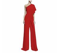 FUPODD Jumpsuit Damen Elegant Für Hochzeit Gast Jumpsuits Für Damen Festlich Lang One Shoulder Overall Sommer Playsuit Hochzeitsgast Hosenanzug Frauen Lange Beine Einteiler Schick Romper Mit Ärmel