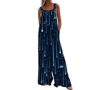 FUPODD Jumpsuit Damen Sommer Lang Camisole Overall Damen Sommer Boho Elegant Latzhose Oversize Playsuit Mit Trägern Locker Eleganter Onesie Schick Buckle Einteiler Farbverlauf Casual Mit Schnallen