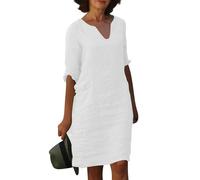FUPODD Kleid Damen Sommer Böhmisches Böhmisches Italienische Sommerkleid Tunika Hippie Ibiza Kaftan Musselin Retro üBergröße Plus Size Kleider Petite Strand Sportlich Casual Freizeit Lässig Alltag
