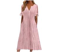 FUPODD Kleid Damen Sommer Outdoor Alltags Schick Dünne Sommerkleider Dünner Stoff Dünnes Schöne Musselin Kleid Damen Schönes Wunderschöne Strandkleider Flatterndem Verspielte Sommerkleid Verspieltes