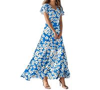 FUPODD Kleid Damen Sommer Outdoor Alltags Schick Dünne Sommerkleider Dünner Stoff Dünnes Schöne Musselin Kleid Damen Schönes Wunderschöne Strandkleider Flatterndem Verspielte Sommerkleid Verspieltes