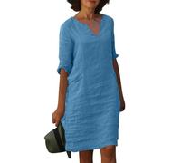 FUPODD Kleid Einfaches Blumen Gedruckt Unifarben Einfarbiges Stickerei Bestickten Sommerkleid Lochstickerei Elegant Elegante Elegantes Leichte Leichtes Kleider Leicht Luftiges Luftige Schicke