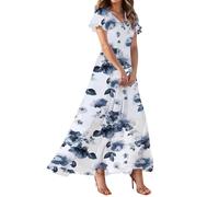 FUPODD Kleider Damen Sommer Maxikleid Sommer Cocktailkleid Boho Kleid Hochzeitsgast Sommerkleider Damen Leicht Und Luftig Abendkleider Elegant Für Hochzeit Abendkleid Musselin Kleid Lange Ballkleid