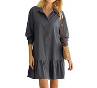 FUPODD Kleider In Kurzgrößen Sommerkleid Damen Leicht mit Knopfleiste Frühlingskleid Damen Casual Weite Italienische Sommerkleider Damen Schicke Sommerkleider Frühlingskleider Hauskleid Damen