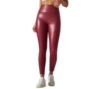 FUPODD Kunstleder Leggings Damen Stretch High Waist Lederleggings Schwarz Lederhose Damen Leggins Elegant Thermo Leder Leggings Winter Übergröße Kunstlederhose Sexy Yogahose Hohe Taille