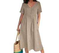 FUPODD Langes Sommerkleid Damen Grosse Grössen Lange Weißes Kleid Übergröße Damenkleider Sommer Maxikleid Plus Size Stillkleid Große Größen Blusenkleid Für Mollige Boho-Kleid Dicke Frauen Kleidung