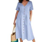 FUPODD Langes Sommerkleid Damen Grosse Grössen Lange Weißes Kleid Übergröße Damenkleider Sommer Maxikleid Plus Size Stillkleid Große Größen Blusenkleid Für Mollige Boho-Kleid Dicke Frauen Kleidung
