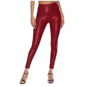 FUPODD Lederhose Damen Oktoberfest Kunstleder Lederhose Damen High Waist Push Up Leggings Damen Po Stretch Lederleggings Schwarz Leggins Elegant Thermo Leder Winter Übergröße Kunstlederhose Sexy