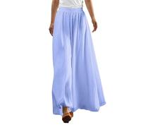 FUPODD leichte Sommerhose Damen Hose Sommer High Waist Plissee Palazzo Hose mit Gummizug Weites Bein Chiffon Freizeithose Elegante Einfarbig Marlenehose für Frauen Culottes Hosen Festlich Elegant