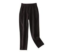 FUPODD Leinenhose Damen Sommer 7/8 Hose Damen Elegant Mit Knöpfen Arbeitshose Stretch Marlene Hose High Waist Sommerhose Leicht Sommerhosen Freizeithose Damen Caprihose Stretch Culottes Hosen