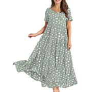 FUPODD Maxikleid Damen Sommer Festliche Kleider Boho-Kleid Luftige Sommerkleider Strickkleid Shirtkleid Strandkleid Damen Große Größen Umstandskleid Sommer Multiway Sommerkleidung Sommerkleid Lang