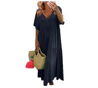FUPODD Maxikleid Damen Sommer Weisses Kleid Shirtkleid Damen Sommer Weiss Strandkleid Große Größen Sommerkleidung Weißes Sommerkleid Lang Italienische Sommerkleider Multiway Lange Kleider Elegant