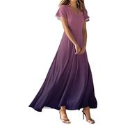 FUPODD Maxikleider Damen Sommer Hohe Taille Floral Sommerkleid Blumenmuster Kleider Luftiges Tunika Kleid Flatterndem Ibiza Sommerkleider Leicht Luftig Weit Skaterkleid Party Strandkleid Farbverlauf