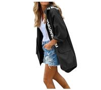 FUPODD Outdoor Jacken Für Damen Leichte Regenjacke Damenjacke Fahrrad Regenbekleidung Kurzmantel Frühjahr Sommermantel Damen-Mäntel Trenchcoat Schwarz Jacket Sommerjacken Übergangsjacke Frühling
