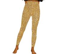 FUPODD Pailletten Leggings Damen High Waist Leggins Frauen Hosen Elegant Freizeithose Glitzer Hose Lang Elastische Festlich Rave Party Glitzerhosen Tanzhosen Disco Nacht Clubwearn Pailettenhose
