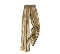FUPODD Palazzo Hose Damen Glitzer Weite Freizeithose Elegant Marlenehose Gerade Pailletten Hose Frauen High Waist Casual Paillettenhose Metallic Locker Stoffhose Wide Leg Culottes Hose Gummizug