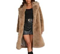 FUPODD Pelzmantel Damen Lang Winterjacke Damen Warm Wintermantel Elegant Fleecejacke Frauen Dicke Cardigan Teddyjacke Fellmantel Kuscheljacke Flauschig Plüschjacke Kunstpelz Mantel Winter Jacke