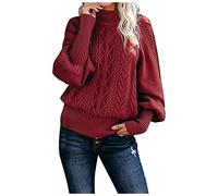 FUPODD Pullover Damen Winter Dicker Grobstrickpullover Elegant Strickpullover Wollpullover Warm Winterpullover Frauen Casual Pulli Rollkragenpullover Oversize Damenpullover Langarm Bequem Sweater