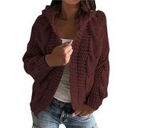FUPODD Pullover & Strickjacken Für Damen Dicke Strickjacke Damen Grobstrick Strickjacke Damen Kurz Strickjacke Mit Kapuze Frauen Grobstrickjacke Warme Cardigan Damen Elegant Strickmantel Zopfmuster