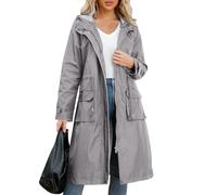FUPODD Regenjacke Damen Lang Wasserdicht Regenmantel Mit Kapuze Übergangsjacke Winddicht Trenchcoat Outdoor Mantel Atmungsaktiv Windbreaker Jacke Für Frauen Leichte Regenparka Wandern Funktionsjacke