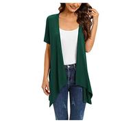 FUPODD Sommer Cardigan Damen Leicht Knielange Pullover & Strickjacken für Damen Pullover Winter Kurzarm Winterpulli Elegant Pullunder Strickjacke Winterpullover Modern Longstrickjacke Große Größen