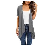 FUPODD Sommer Cardigan Damen Leicht Knielange Pullover & Strickjacken für Damen Pullover Winter Kurzarm Winterpulli Elegant Pullunder Strickjacke Winterpullover Modern Longstrickjacke Große Größen