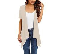 FUPODD Sommer Cardigan Damen Leicht Knielange Pullover & Strickjacken für Damen Pullover Winter Kurzarm Winterpulli Elegant Pullunder Strickjacke Winterpullover Modern Longstrickjacke Große Größen