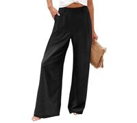 FUPODD Sommerhosen Für Damen Marlenehose Business Hosen High Waist Palazzo Hose Elegant Anzughose Bequeme Freizeithose Leicht Und Luftig Strandhose Frauen Lässige Einfarbig