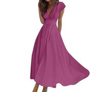 FUPODD Sommerkleid Damen Lang Kleider Sommer Kleid Hochzeitsgast Damen Maxikleid Abendkleider Elegant Für Hochzeit Abschlusskleid Sommerkleider Leicht Und Luftig Strandkleid Cocktailkleid Abendkleid
