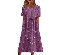 FUPODD Sommerkleid Damen Sundress Italienische Sommerkleider Damen Strandtunika Schicke Sommerkleider Schöne Leichte Sommerkleider Sommerkleid Damen Elegant Floral Dress Kleid Kaschierend Bauch