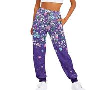 FUPODD Stoffhose Hose Damen Weites Beinhosen mit Kordelzug Jogginghose Damen Warm Freizeithose Lang mit Seitentasche High Waist Sweathose Schnittmuster Sporthose Trainingshose Pumphose