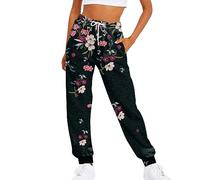 FUPODD Stoffhose Hose Damen Weites Beinhosen mit Kordelzug Jogginghose Damen Warm Freizeithose Lang mit Seitentasche High Waist Sweathose Schnittmuster Sporthose Trainingshose Pumphose