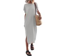 FUPODD Strandkleid Damen Luftig Elegante Lange Maxikleid Festliche Langes Sommerkleid Damen Elegant Umstandskleid Festlich Kleidung Weißes Kleid Tshirt Kleid Lang Midikleid Schwarzes Shirtkleid