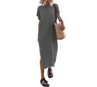 FUPODD Strandkleid Damen Luftig Elegante Lange Maxikleid Festliche Langes Sommerkleid Damen Elegant Umstandskleid Festlich Kleidung Weißes Kleid Tshirt Kleid Lang Midikleid Schwarzes Shirtkleid