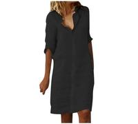 FUPODD Strandkleid Damen Luftig Lockeres Tunika Kleider Sommer Oversize Blusenkleid Leichte Sommerkleider Weite Freizeitkleid Lockeres Sommerkleid Alltag Strandtunika Baumwollkleid Freizeitkleider