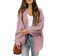 FUPODD Strickjacke Damen Kurz Grobstrick Pullover & Strickjacken Für Damen Warm Oversize Grobstrickjacke Damen Dicke Open Front Cardigan Frauen Elegant Strickmantel Langarm Casual Laternenärmel