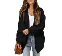 FUPODD Strickjacke Damen Kurz Grobstrick Pullover & Strickjacken Für Damen Warm Oversize Grobstrickjacke Damen Dicke Open Front Cardigan Frauen Elegant Strickmantel Langarm Casual Laternenärmel