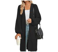 FUPODD Strickjacke Damen Lang Grobstrick Pullover Strickjacken Für Damen Warme Dicke Strickjacke Damen Mit Taschen Strickmantel Damen Langarm Cardigan Damen Elegant Open Front Sweater Frauen Winter