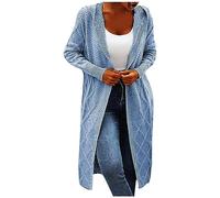 FUPODD Strickjacke Damen Lang Mit Kapuze Grobstrick Cardigan Frauen Elegant Strickjacken Warme Pullover Grobstrickjacke Strickmantel Longstrickjacke Casual Damenstrickjacke Mantel Winter Frühling