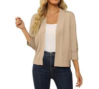 FUPODD Strickjacken Für Damen Einfarbig Strickjacke Damen Kurz Leicht Cardigan Damen Elegant Festlich Pullover & Strickjacken Für Damen 3/4 Ärmel Strickmantel Damen Casual Open Front Strickpullover