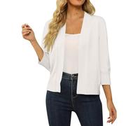 FUPODD Strickjacken Für Damen Einfarbig Strickjacke Damen Kurz Leicht Cardigan Damen Elegant Festlich Pullover & Strickjacken Für Damen 3/4 Ärmel Strickmantel Damen Casual Open Front Strickpullover