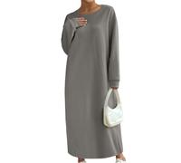 FUPODD Sweatkleid Damen Lang Große Größen Pulloverkleid Oversize Langarm Maxi Winterkleid Elegant Sweatshirtkleid Winter Einfarbig Herbstkleid Lange Kleid Rundhals Longpullover Für Mollige Frauen